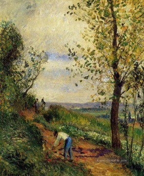  BT Kunst - Landschaft mit einem Mann gräbt 1877 Camille Pissarro